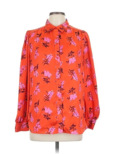 Pre-owned Ann Taylor Long Sleeve Blouse In Orange