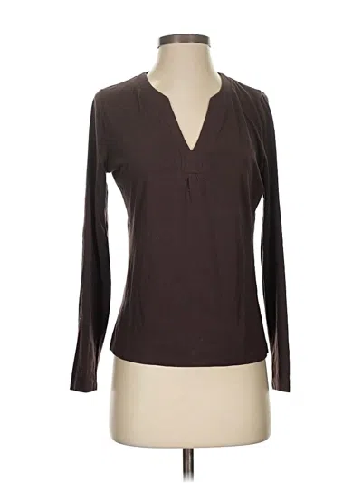 Pre-owned Talbots Long Sleeve Henley Shirt In Brown