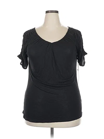 Jennifer Lopez Short Sleeve Top Black Scoop Neck Tops In Black