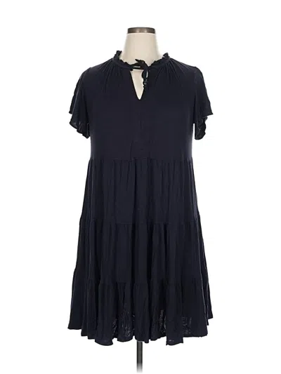 Pre-owned T Tahari Short Sleeve Top Blue Ruffles Neckline Tops