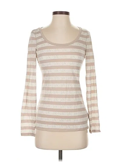 Pre-owned Express Long Sleeve Top Tan Scoop Neck Tops In Brown
