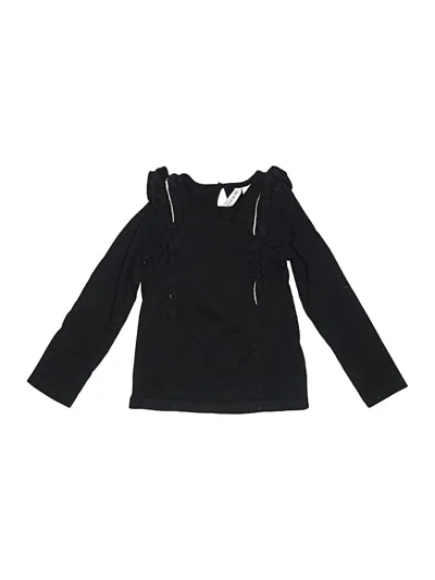 Pre-owned Janie And Jack Kids' Long Sleeve Top Black Ruffles Neckline Tops