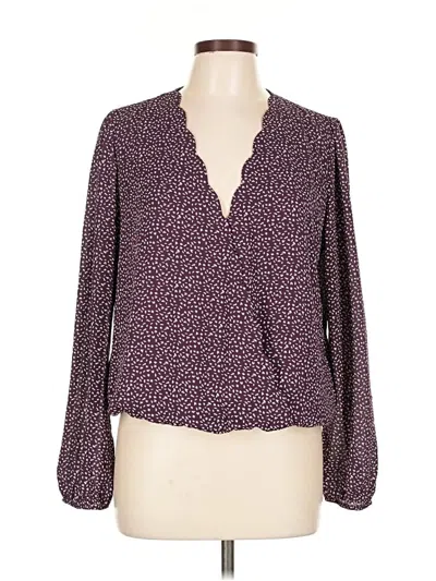 Pre-owned Nine Britton Long Sleeve Blouse In Purple
