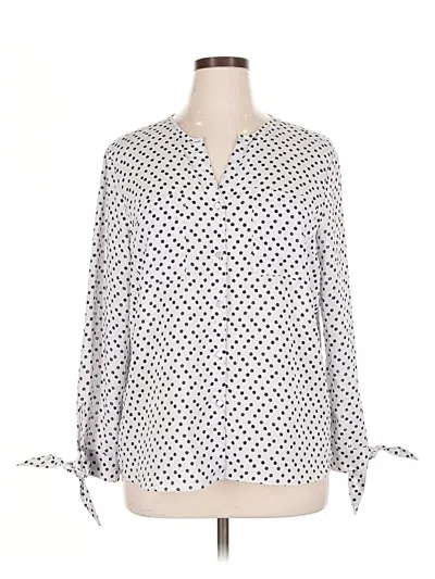 Pre-owned Jones New York Long Sleeve Blouse In White