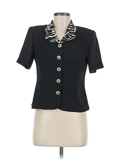Pre-owned Leslie Fay Short Sleeve Blouse In Black