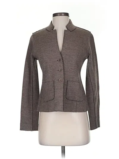 Pre-owned Eileen Fisher Wool Blazer Jacket In Gray