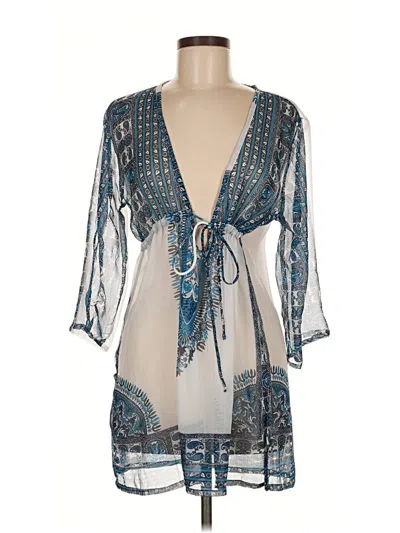 Pre-owned Assorted Brands 3/4 Sleeve Blouse In Blue