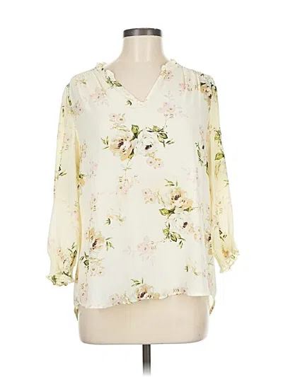 Pre-owned Carolina Belle 3/4 Sleeve Blouse In White