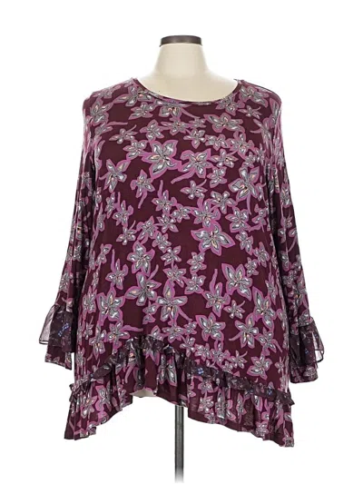 Pre-owned Logo By Lori Goldstein Long Sleeve Blouse In Purple