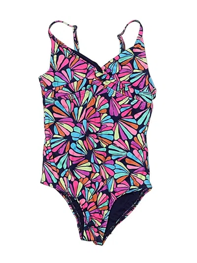 Pre-owned Lands' End Kids'  One Piece Swimsuit In Purple