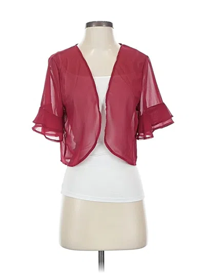 Pre-owned Unbranded Short Sleeve Blouse In Burgundy