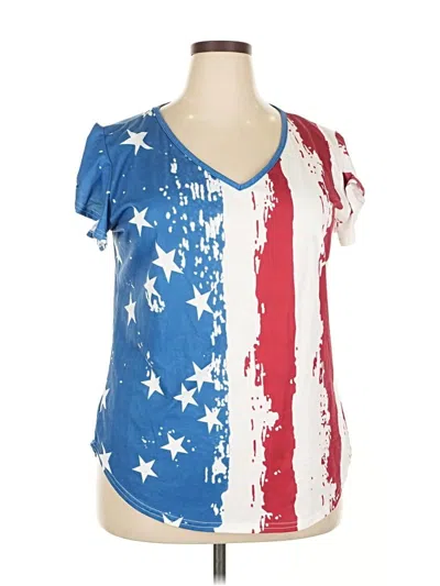 Pre-owned Unbranded Short Sleeve Blouse In Blue