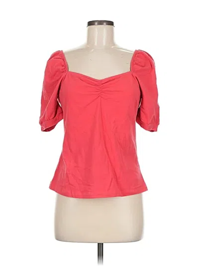 Pre-owned 24/7 Maurices Short Sleeve Top Red Solid Pattern Sweetheart Neckline Tops