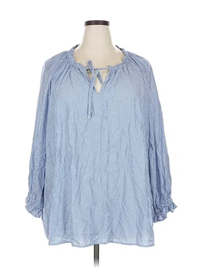 Pre-owned Ann Taylor Loft Outlet Long Sleeve Blouse In Blue