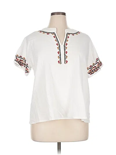Pre-owned Unbranded Short Sleeve Blouse In White