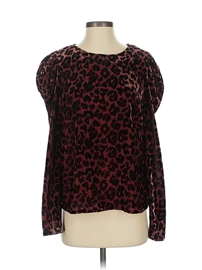 Pre-owned Left Coast By Dolan Long Sleeve Blouse In Brown