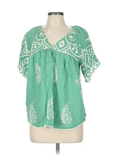 Pre-owned Gigio Short Sleeve Blouse In Green