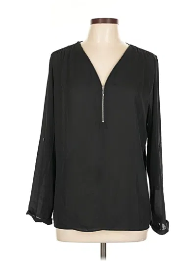 Pre-owned Inc International Concepts Long Sleeve Blouse In Black