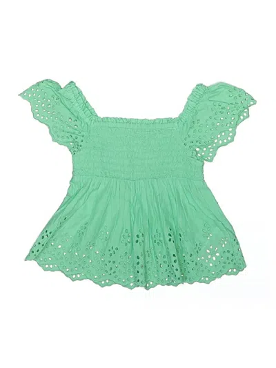 Pre-owned Gap Kids' Short Sleeve Top Green Sweetheart Neckline Tops