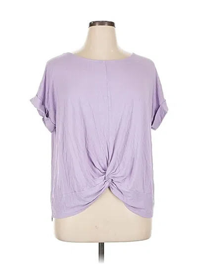 Pre-owned Zenana Outfitters Short Sleeve Top Purple Keyhole Neckline Tops