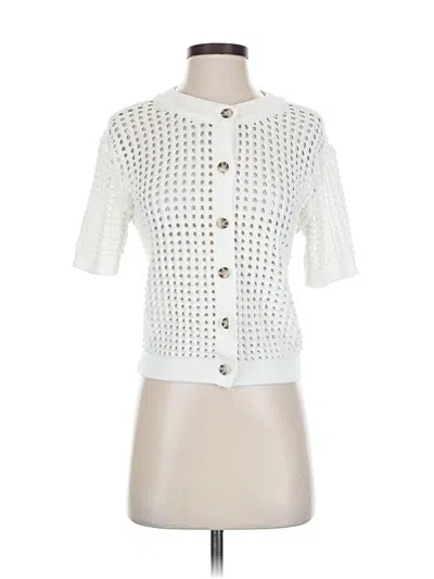 Pre-owned Cece Cardigan Sweater In White