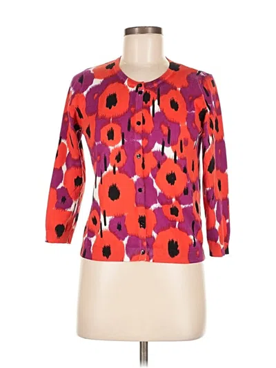 Pre-owned August Silk Cardigan Sweater In Red