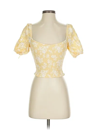 Pre-owned Abercrombie & Fitch Short Sleeve Top Yellow Sweetheart Neckline Tops