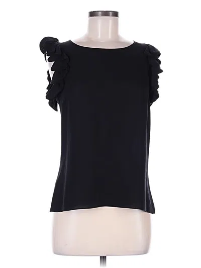 Pre-owned Michael Kors Collection Sleeveless Silk Top Black Ruffles Neckline Tops