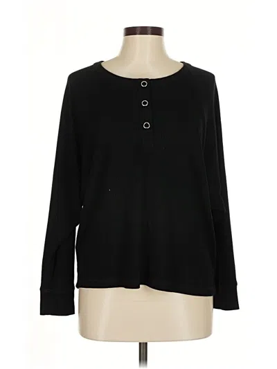 Pre-owned Chaser Long Sleeve Henley Shirt In Black