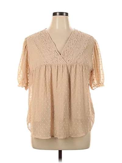 Pre-owned Unbranded Short Sleeve Blouse In Brown