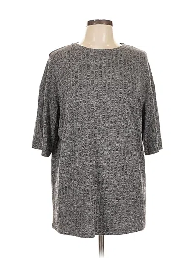 Ekouaer 3/4 Sleeve Top Gray Crew Neck Tops In Gray