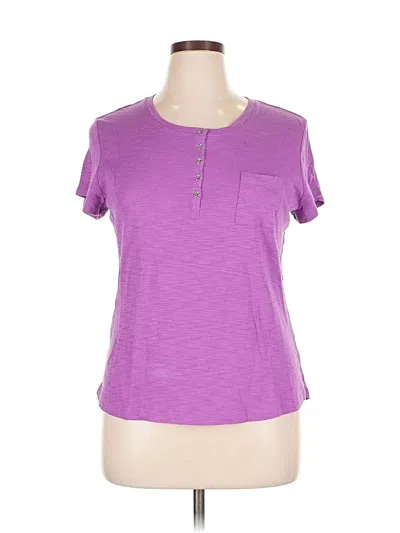 Pre-owned Liz Claiborne Short Sleeve Henley Shirt In Purple