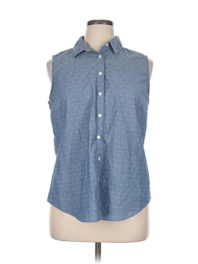 Pre-owned Van Heusen Sleeveless Button Down Shirt In Blue