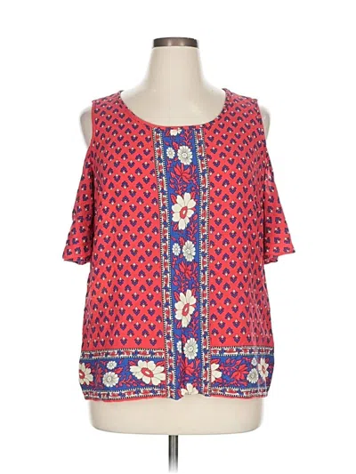 Pre-owned St. John's Bay Short Sleeve Blouse In Red