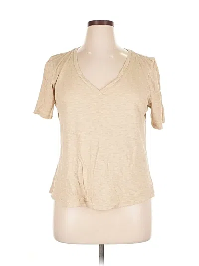 Pre-owned White House Black Market Outlet Short Sleeve Top Tan V Neck Tops In Brown