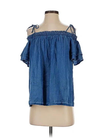 Daniel Rainn Short Sleeve Top Blue Off The Shoulder Neckline Tops In Blue