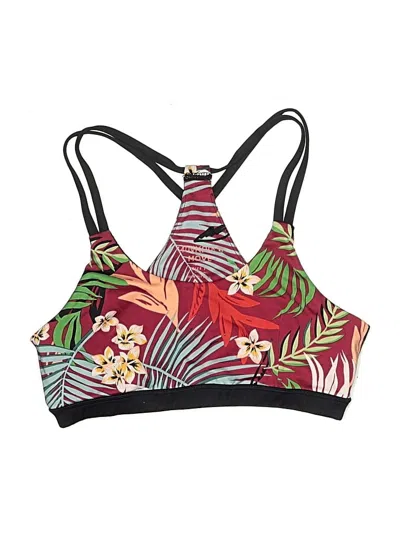Pre-owned Minkpink Swimsuit Top Red Tropical Pattern Swimwear