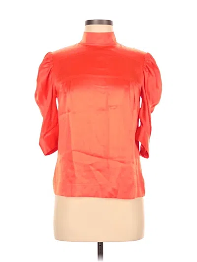 Pre-owned Maryam Nassir Zadeh Short Sleeve Silk Top Orange High Neck Tops