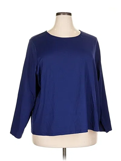 Pre-owned Lands' End 3/4 Sleeve T-shirt In Blue