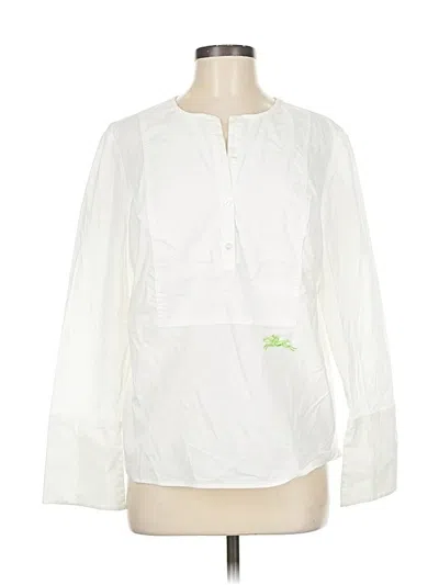 Pre-owned Longchamp Long Sleeve Blouse In White