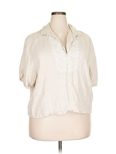 Pre-owned Banana Republic Factory Store Short Sleeve Blouse In White