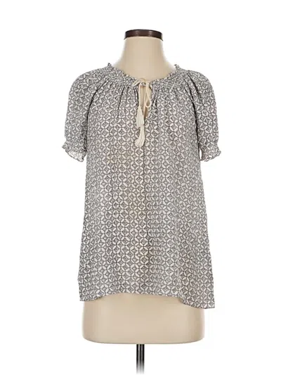 Pre-owned Joie Short Sleeve Silk Top Gray Keyhole Neckline Tops