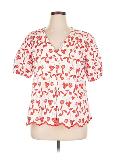 Pre-owned Solitaire Short Sleeve Blouse In Red