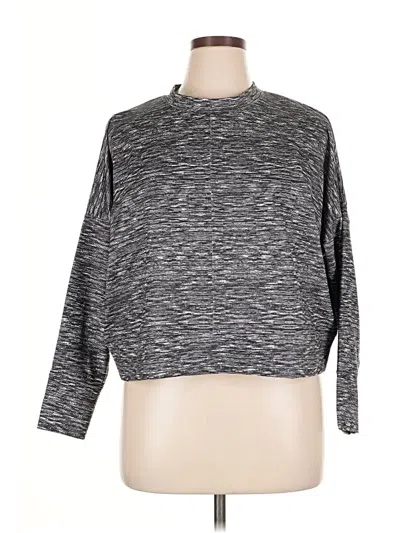 Lou & Grey 3/4 Sleeve Top Gray Mock Neckline Tops In Black