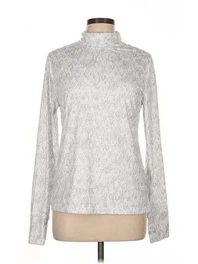 Pre-owned Free Country Long Sleeve Top Silver Turtleneck Tops