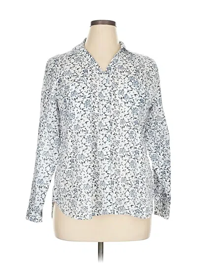 Pre-owned Gloria Vanderbilt Long Sleeve Button Down Shirt In White