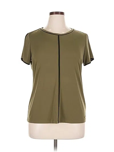 Pre-owned Calvin Klein Short Sleeve Top Green Keyhole Neckline Tops