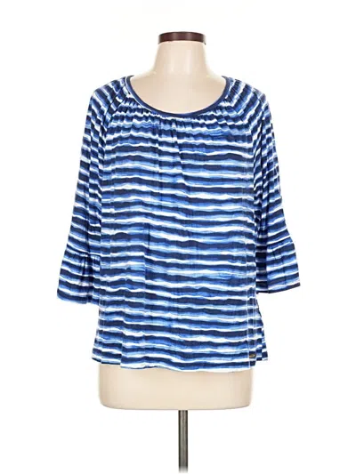 Pre-owned Michael Michael Kors 3/4 Sleeve Top Blue Boatneck Tops