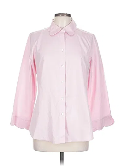 Pre-owned Foxcroft 3/4 Sleeve Button Down Shirt In Pink