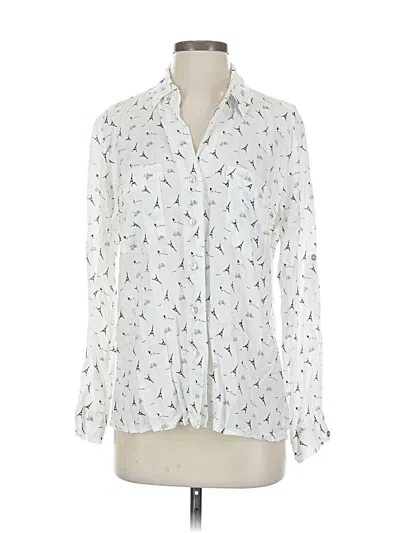 Pre-owned Just Living Long Sleeve Blouse In White